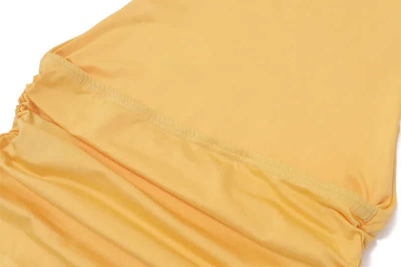 Women's Solid Halter Camisole Top Summer Outfit Backless Ruched Yellow Cropped Top Vest