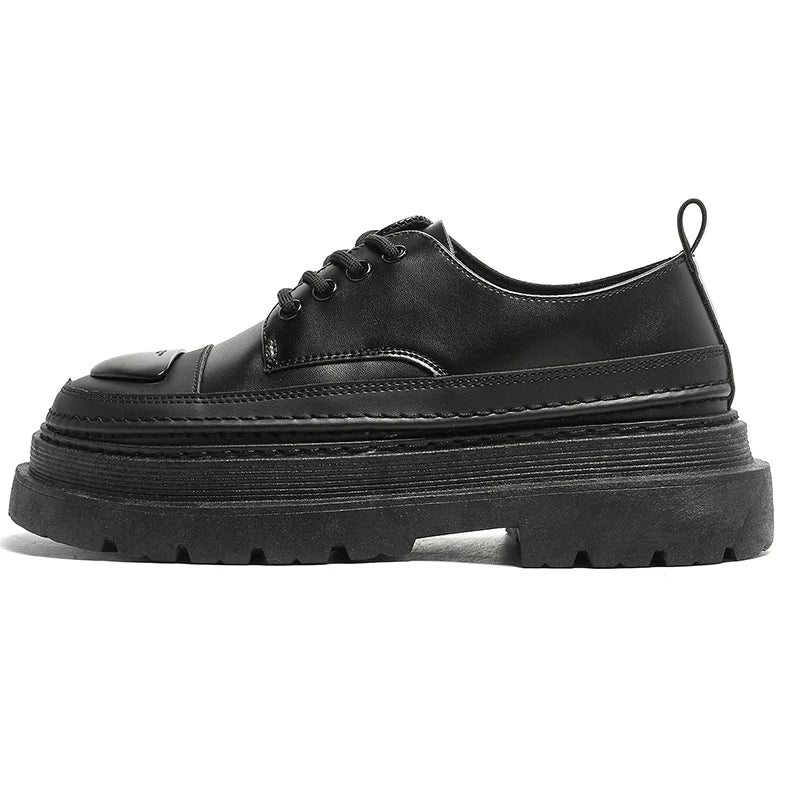 Men's Leather British Style Oxfords Casual Platform Business Loafer Shoes