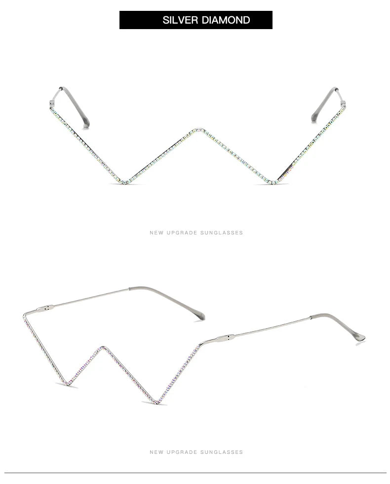 W-Shaped Rhinestone Glasses Frame - Fashion Decorative Eyewear for Women