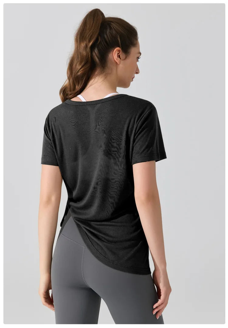 Women's Short Sleeve Yoga T-Shirt - Breathable Quick Dry Workout Top