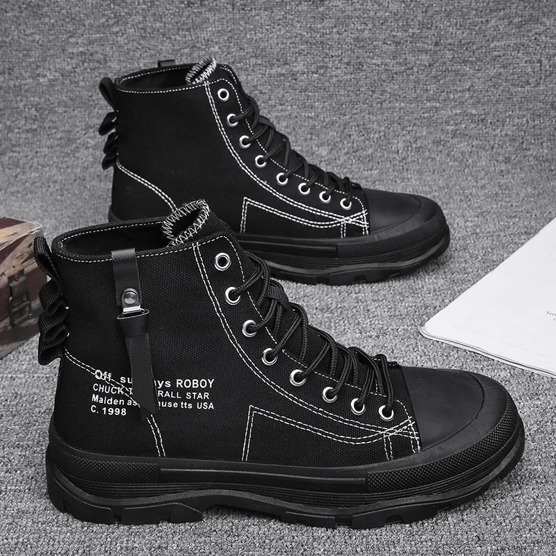 Men's Casual High Top Sneakers Platform Lace Up Ankle Boots Comfortable Canvas Shoes