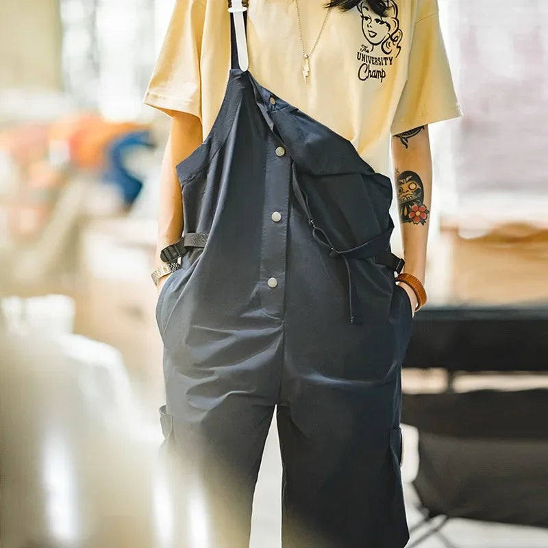 Women's Jumpsuits Retro Overalls Mountain Series Large Pocket Jumpsuit Waterproof Loose Sleeveless Playsuits Cargo Pants