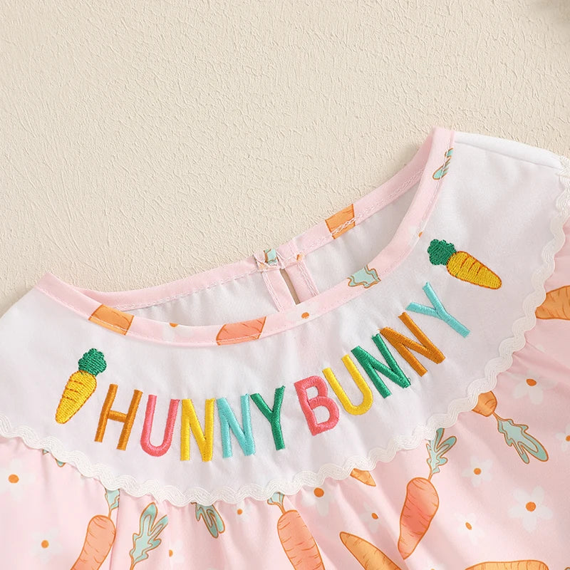 Lovely Baby Easter Romper - Short Sleeve Rabbit Print Bodysuit (0-18M)