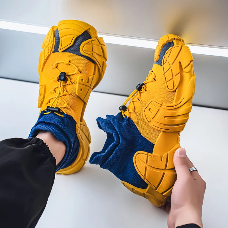 Men's Mesh High-Top Running Sneakers - Slip-On Sports Shoes