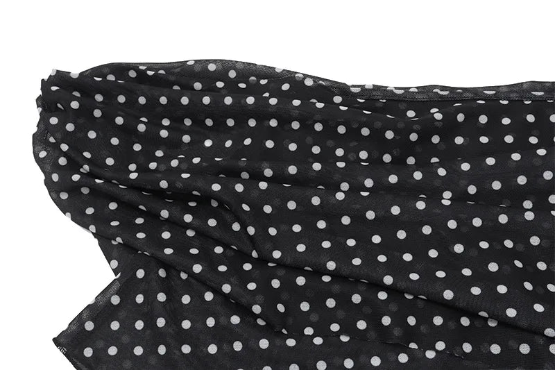 Women's Chiffon Polka Dot Summer Outfit Cropped Asymmetrical Basic Top