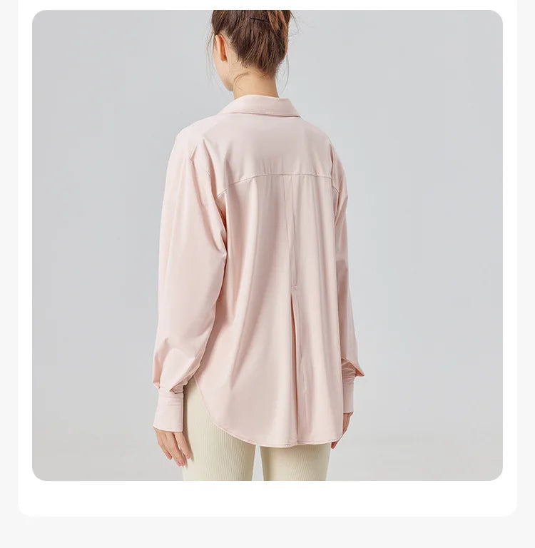 Women's Long Sleeve Sun Protection Yoga Shirt - Lightweight Athletic Top
