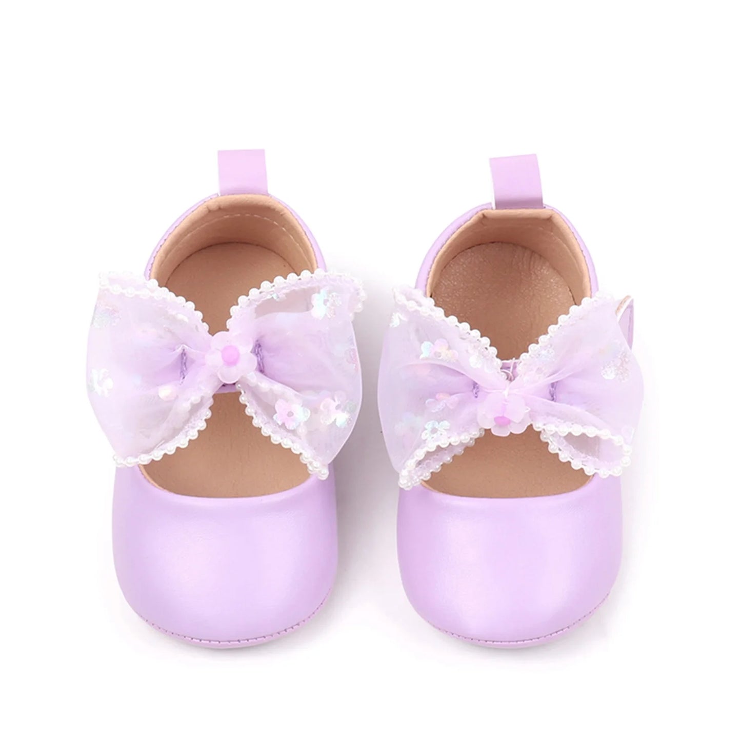 Baby Girls Mary Jane Shoes - Princess Bow Design First Walking Shoes