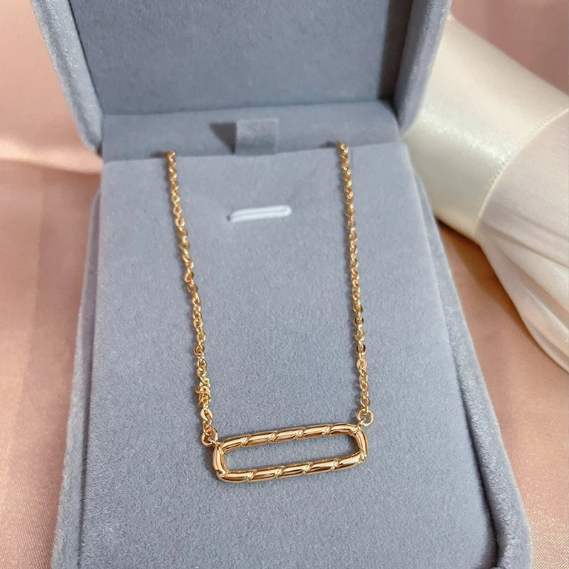 Glossy Geometry Pendant Necklace For Women Fashion 585 Rose Gold Colour