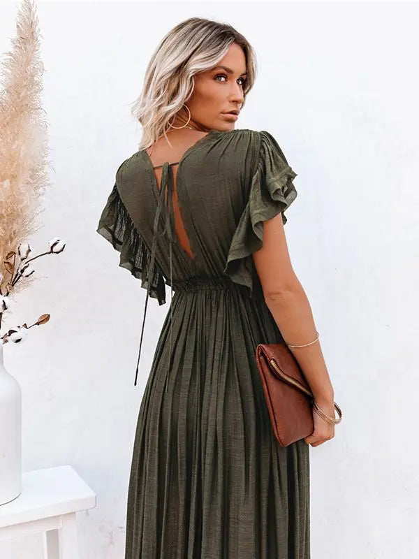Women's Swimsuit Cover Ups Mandarin Sleeve Kaftan Beach Tunic Beach Dress