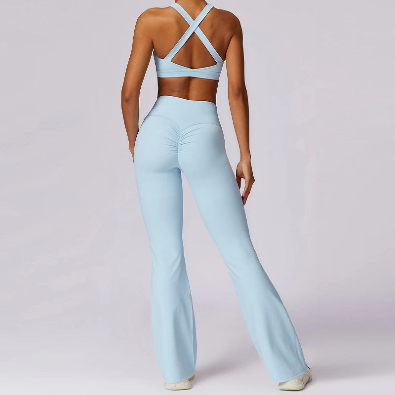Women's 2Pcs Sports Fitness Tracksuit Workout Sportswear Quick-Drying Yoga Gym Yoga Set