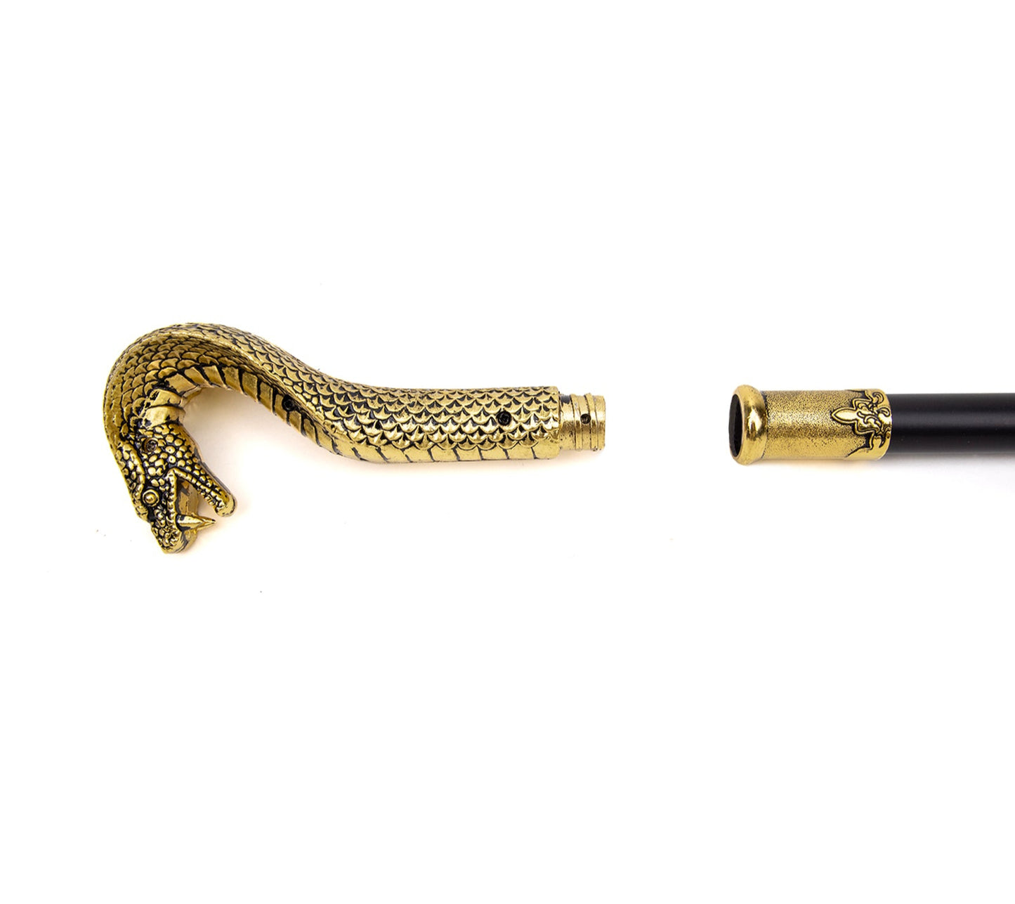 Luxury Snake Handle Walking Stick 93cm - Elegant Gold Black Decorative Cane