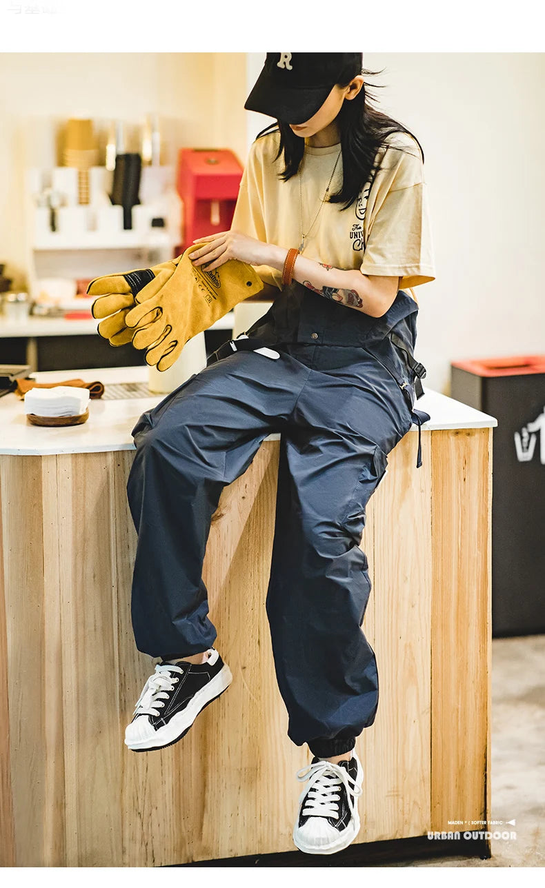 Women's Jumpsuits Retro Overalls Mountain Series Large Pocket Jumpsuit Waterproof Loose Sleeveless Playsuits Cargo Pants