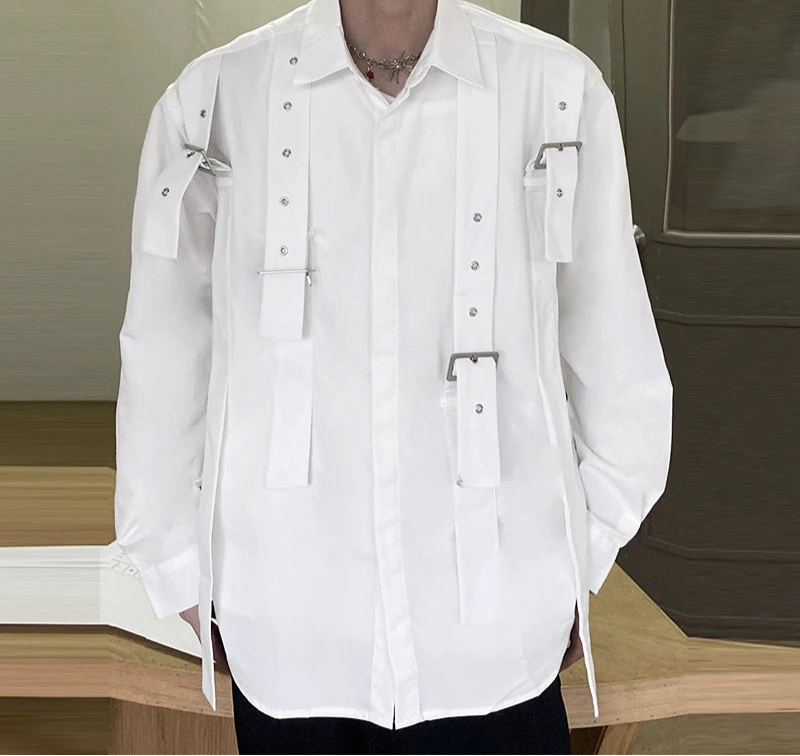 Men's Summer Spring Lace-Up Long Sleeve Oversized Casual Shirt