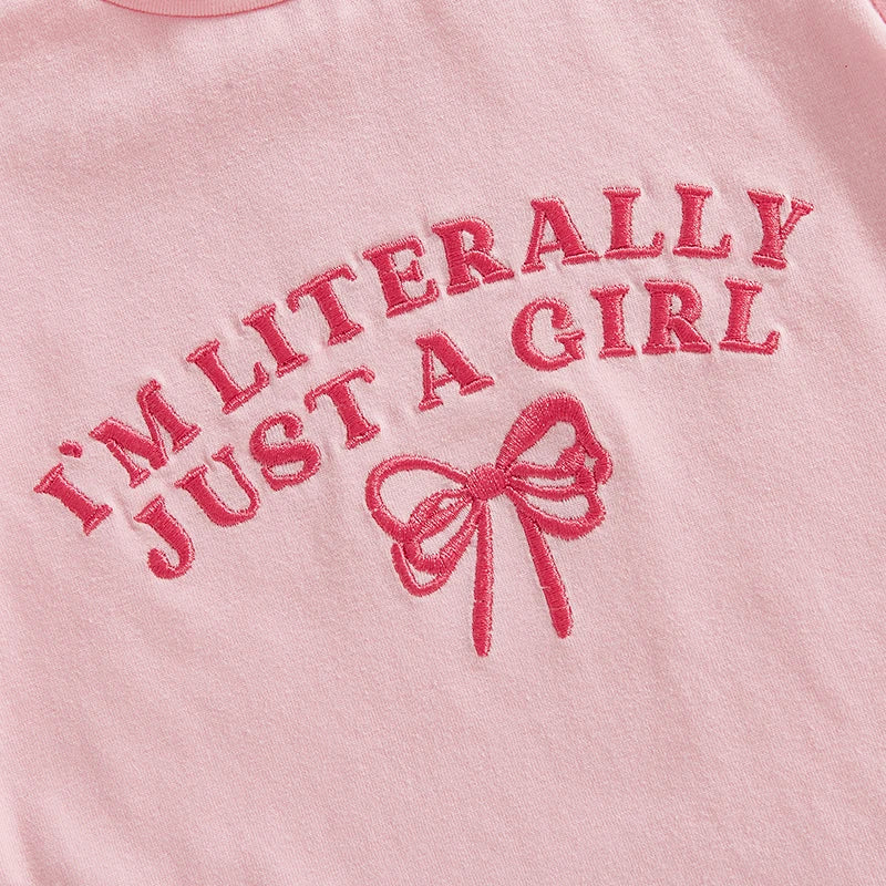 0-4Y Kids Girls Summer Clothes Sets 2pcs Outfits Short Sleeve Letter Bow Embroidery T Shirts Plaid Shorts Sets