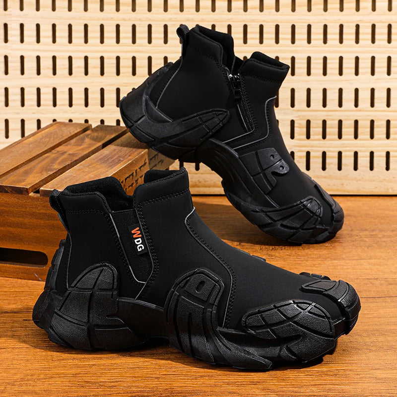 Men's Casual High Top Platform Skateboard Slip On Ankle Comfortable Vulcanized Sneakers