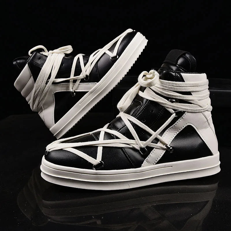 Men's Casual High-top Sports Strap Design Sneakers