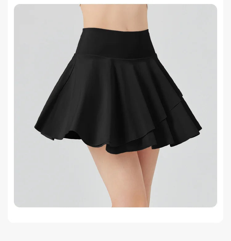 Women's High Waist Tennis Skirt with Built-in Shorts - Quick Dry Athletic Skort