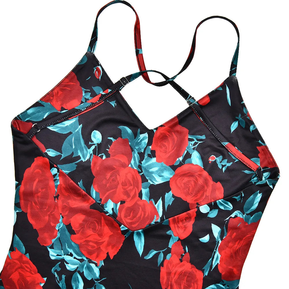 Women's Floral Print V Neck Scarf Draped Maxi Summer Backless Outfit Party Dress