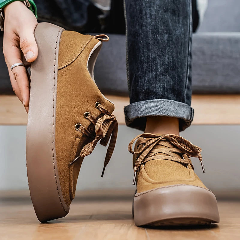 Men's Platform Suede Shoes Lace Up Shoes