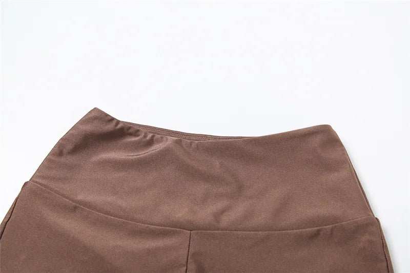 Women's Halter Two Piece Set Outfit Draped Lace Up Top and Mini Short Co-ords Set