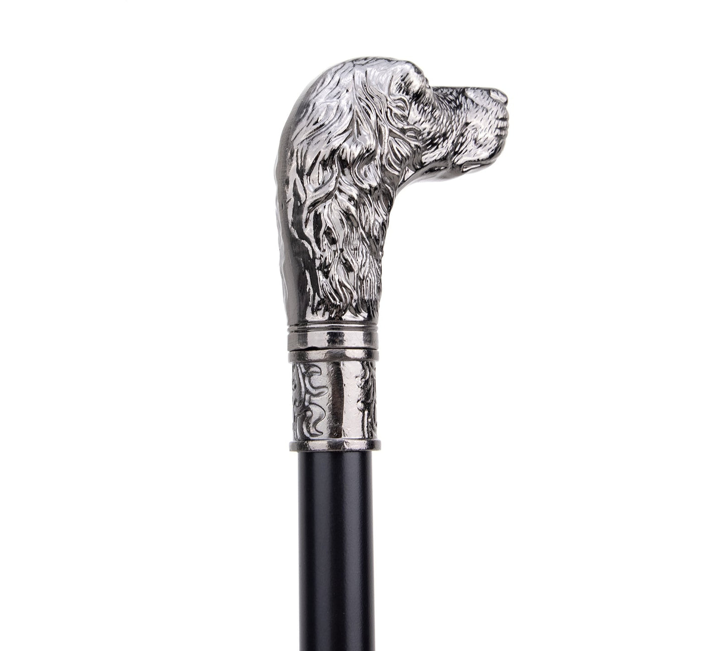 Elegant Dog Head Walking Cane - Decorative Silver Walking Stick 93cm