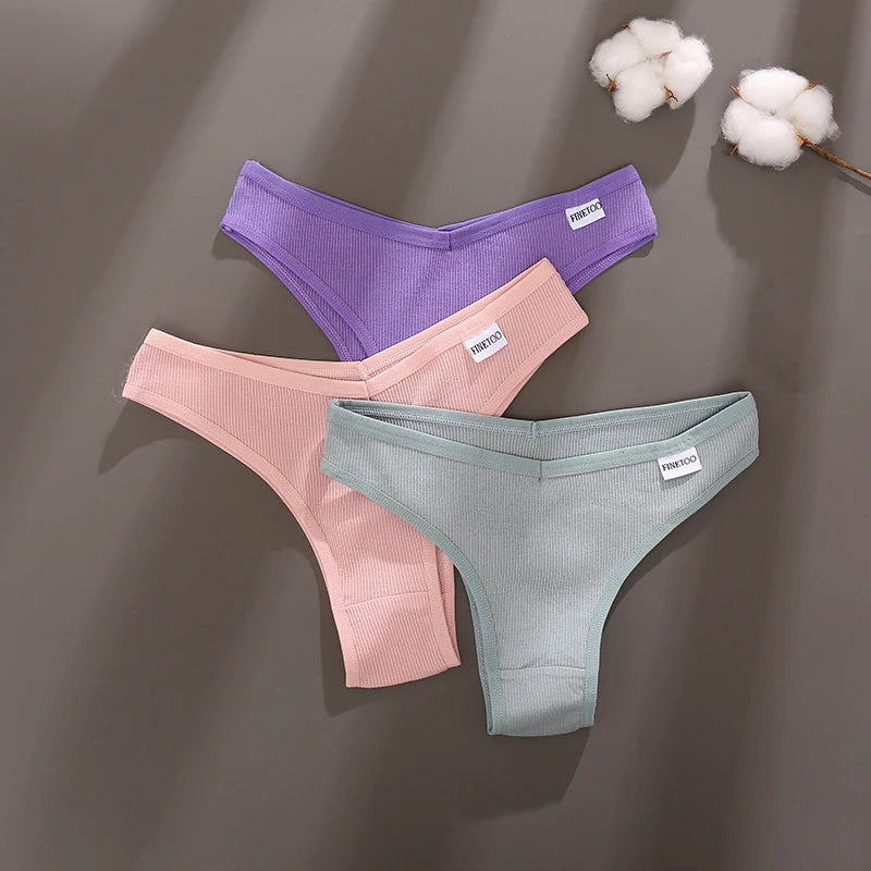 Women's Cotton Brazilian Panties V-Waist Thongs Underwear - Low-Rise Briefs Seamless Lingerie