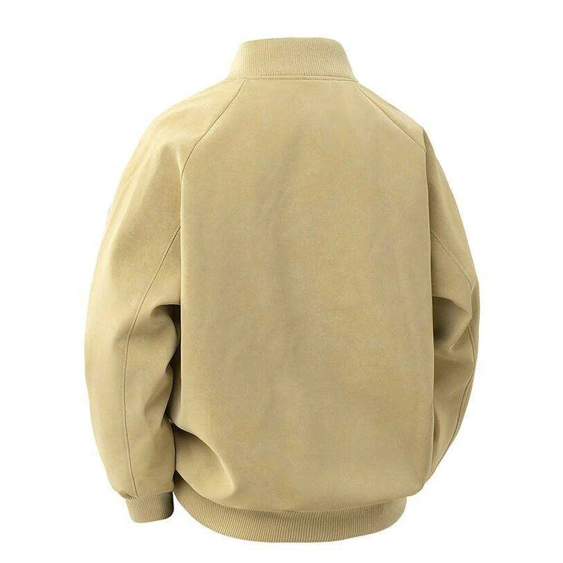Men's Moto Biker PU Leather Jacket - Baseball Collar Casual Outerwear