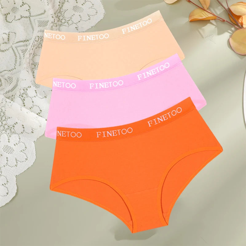 Women's 3Pcs Cotton Breathable Underwear Letter Belt Low Waist Briefs Stretch Comfortable Lingerie