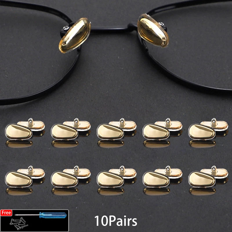 Silicone Glasses Nose Pads - Oval Screw-in Replacement Parts (5/10/20 Pairs)