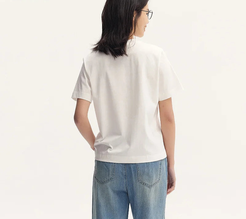 Women's Pure Cotton Short Sleeve T-Shirt - Simple Lettering Design