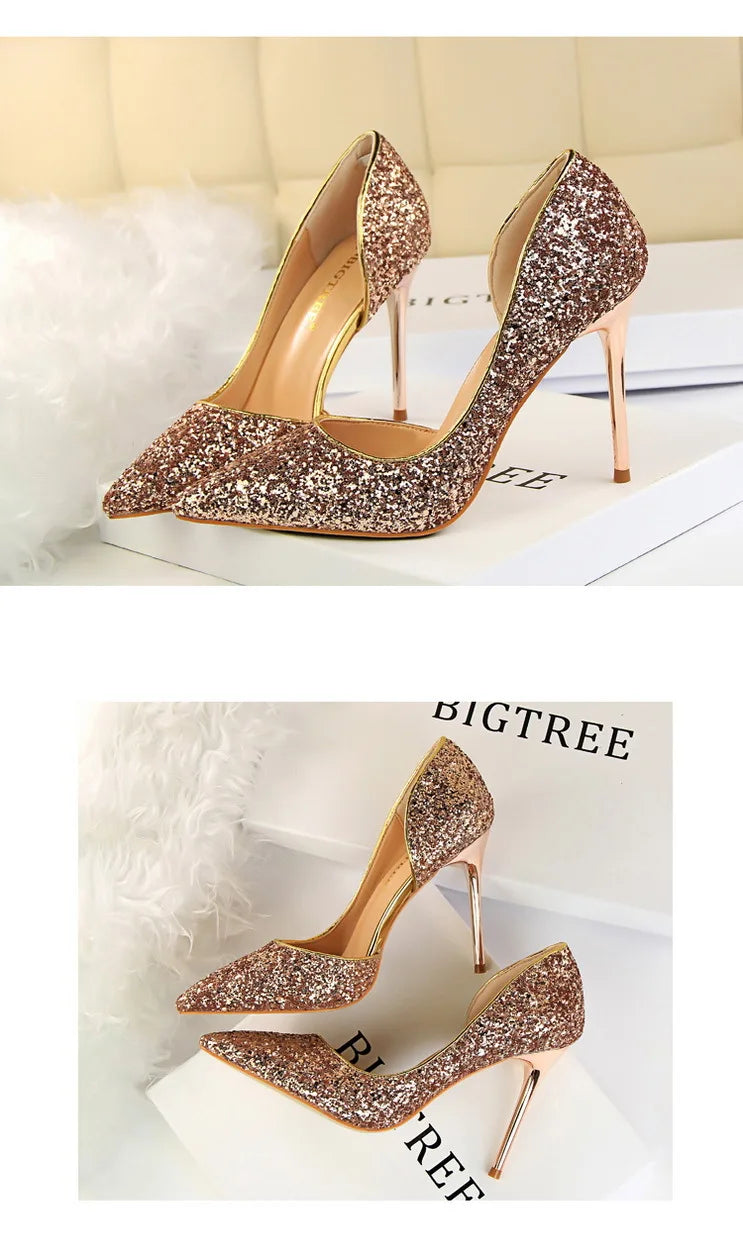 Women's Sequin Stiletto High Heels Shoes