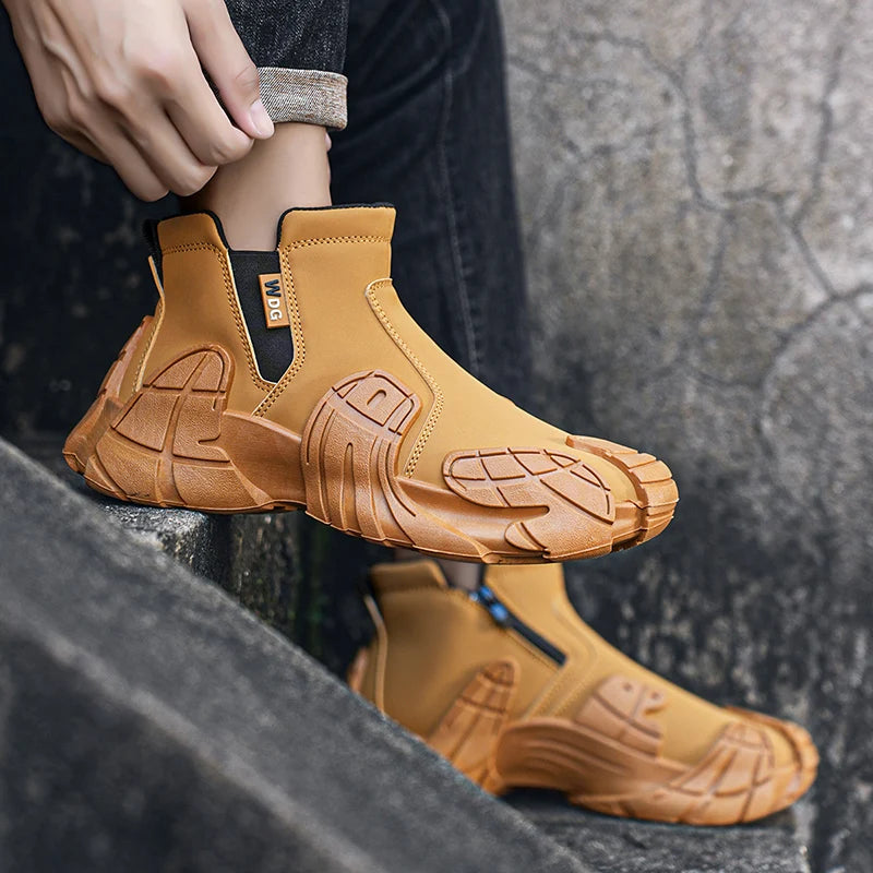 Men's Casual High Top Platform Skateboard Slip On Ankle Comfortable Vulcanized Sneakers