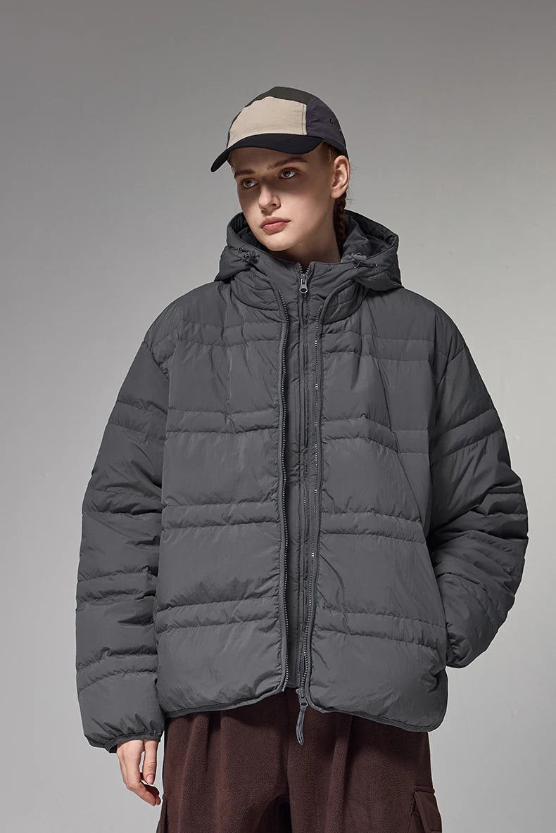 Water-Resistant Down Jacket Unisex - Streetwear Warm Loose Fit with Detachable Design