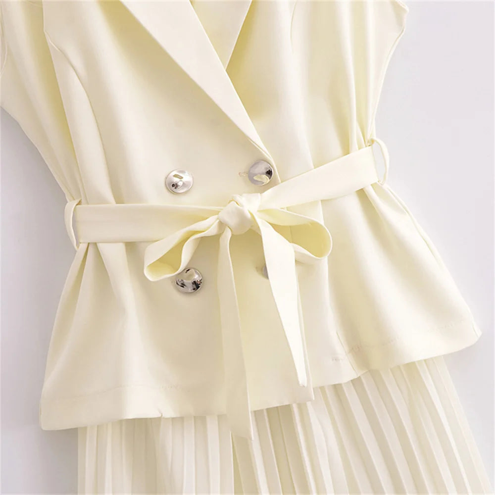 Women's Summer Casual Temperament Small Pleated Sleeveless Dress
