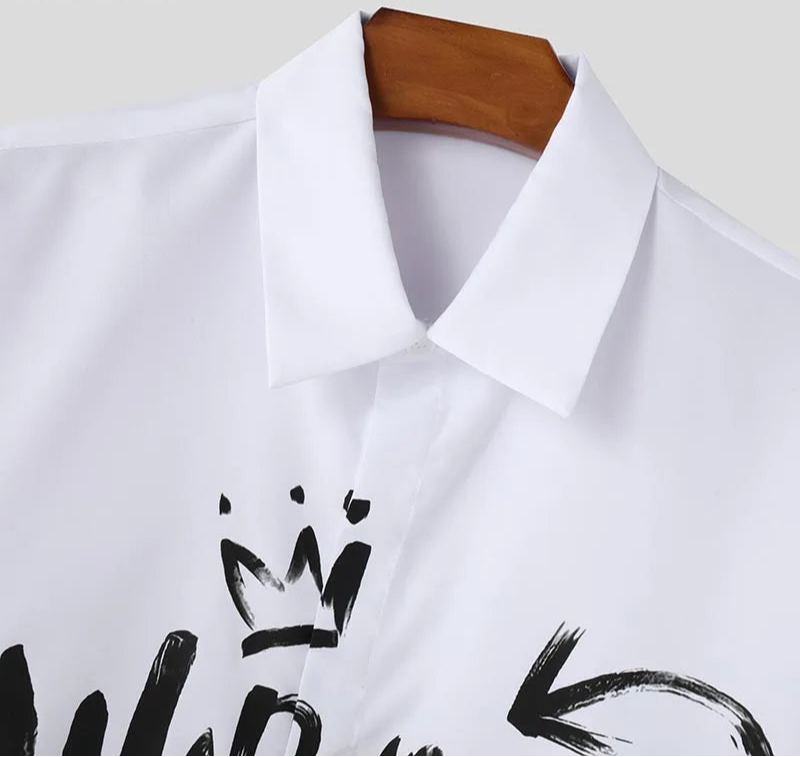Men's Graffiti Printed Design Short Sleeved Shirt