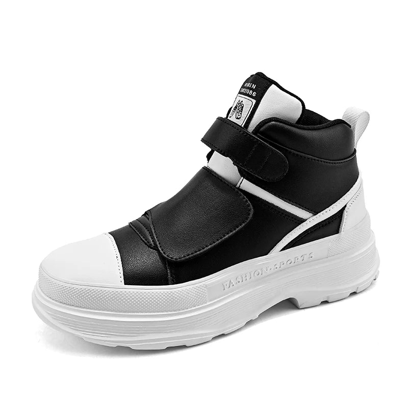 Men's Casual Sneakers Leather Chunky Platform High-top Shoes