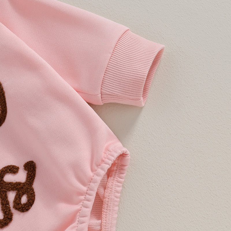 0-4Y Baby Girls Sweatshirt/Romper Letter Embroidery Long Sleeve Lovely Jumpsuits