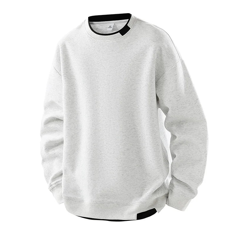 Men's Patchwork Sports Sweatshirt - Loose O-Neck Heavyweight Hoodie for Spring Autumn