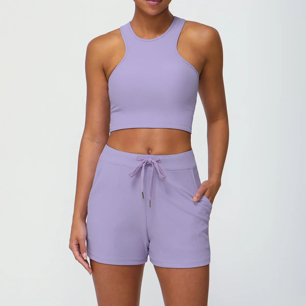 Women's Two Pieces Fitness Yoga Set Gym Breathable Quick Dry Running Short Sportswear Workout Set