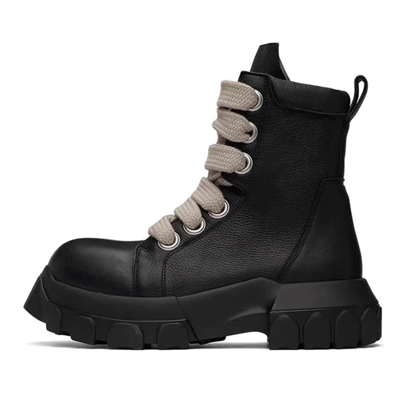 Men's Leather Platform Ankle Boots - Retro Skateboard Street Sneakers