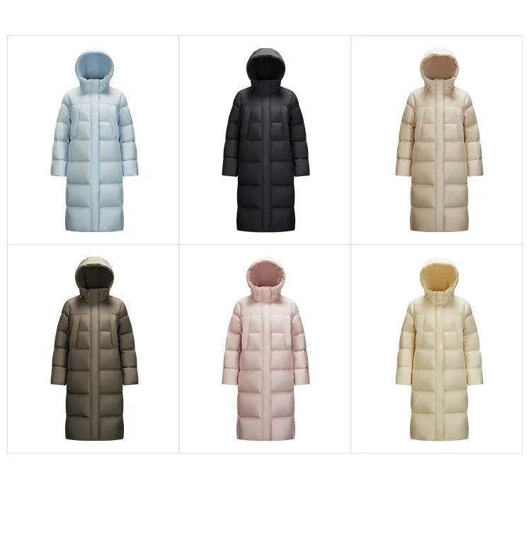 Women's Long Down Jacket - Three-Proof Hooded Winter Coat Loose Fit