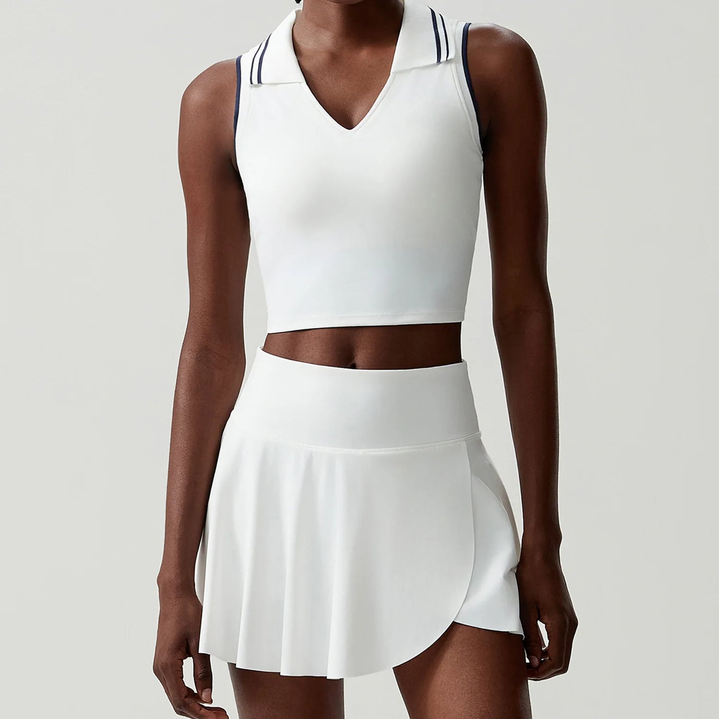 Women's Two-Piece Fitness Set with Pocket Tennis Skirt - Complete Workout Outfit