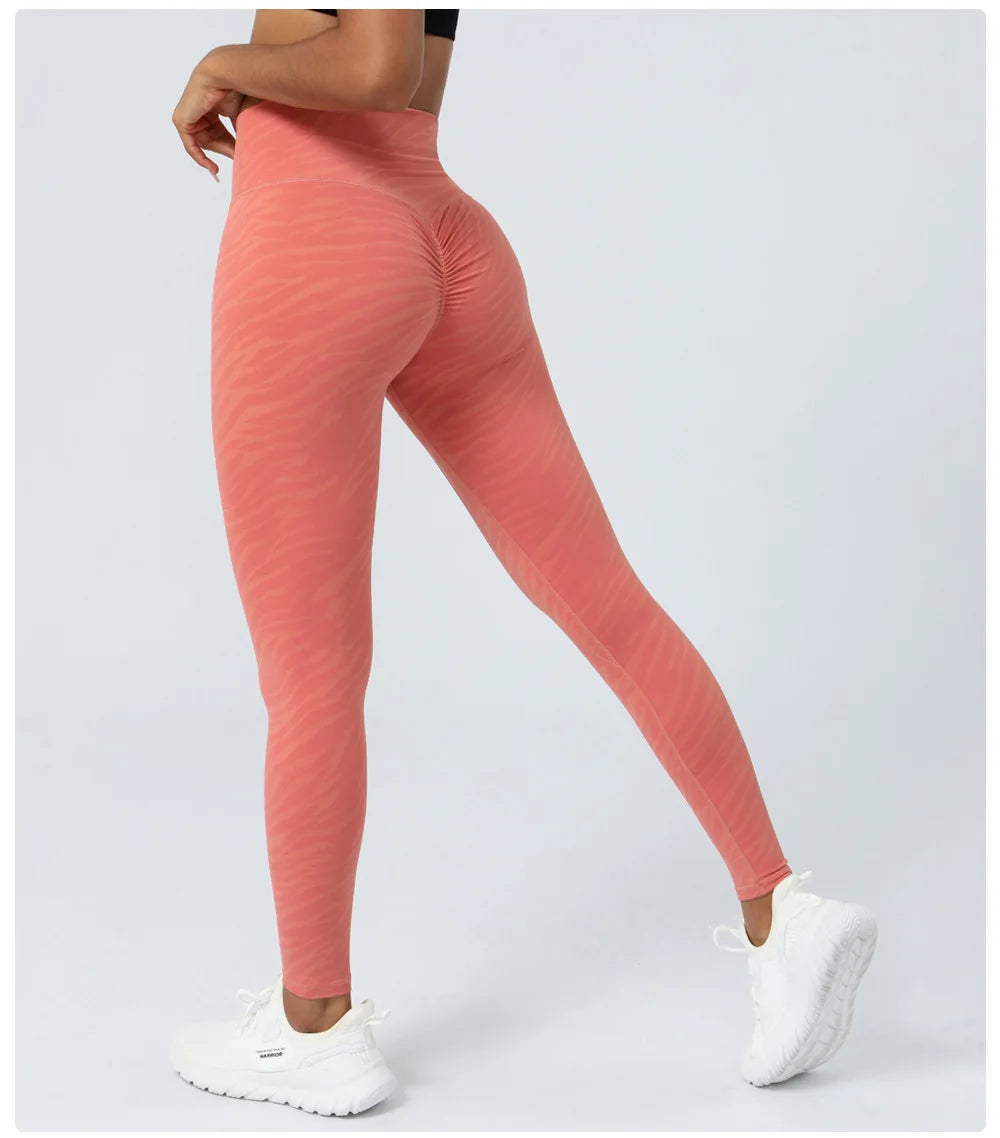 Women's High Waist Yoga Pants Buttery Soft Zebra Stripe Printed Sports Leggings Breathable Workout Running Tights Sportswear