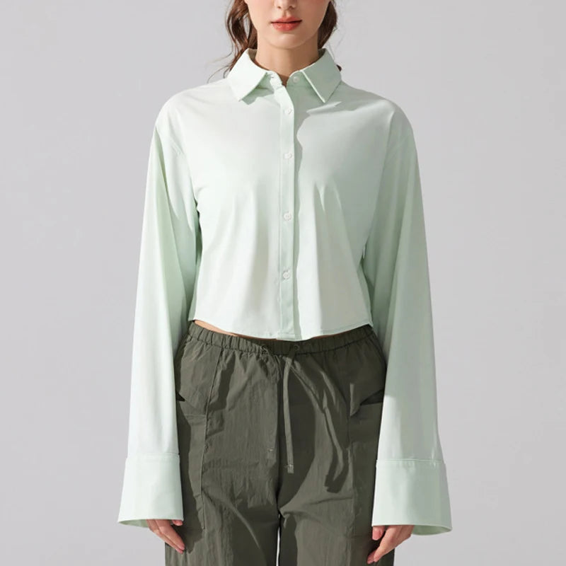 Women's UPF50+ Long Sleeve Yoga Shirt - Quick Dry Sun Protection Top