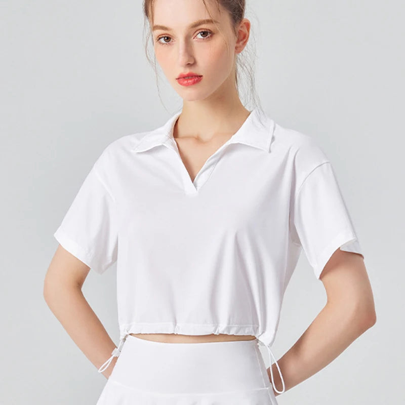 Women's Multi-Sport Athletic T-Shirt - Breathable Crop Top for Yoga & Tennis
