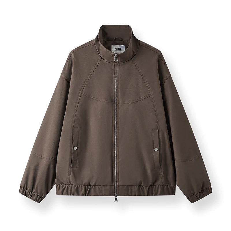 Loose Fit Stand Collar Minimalist Fashion Casual Jacket