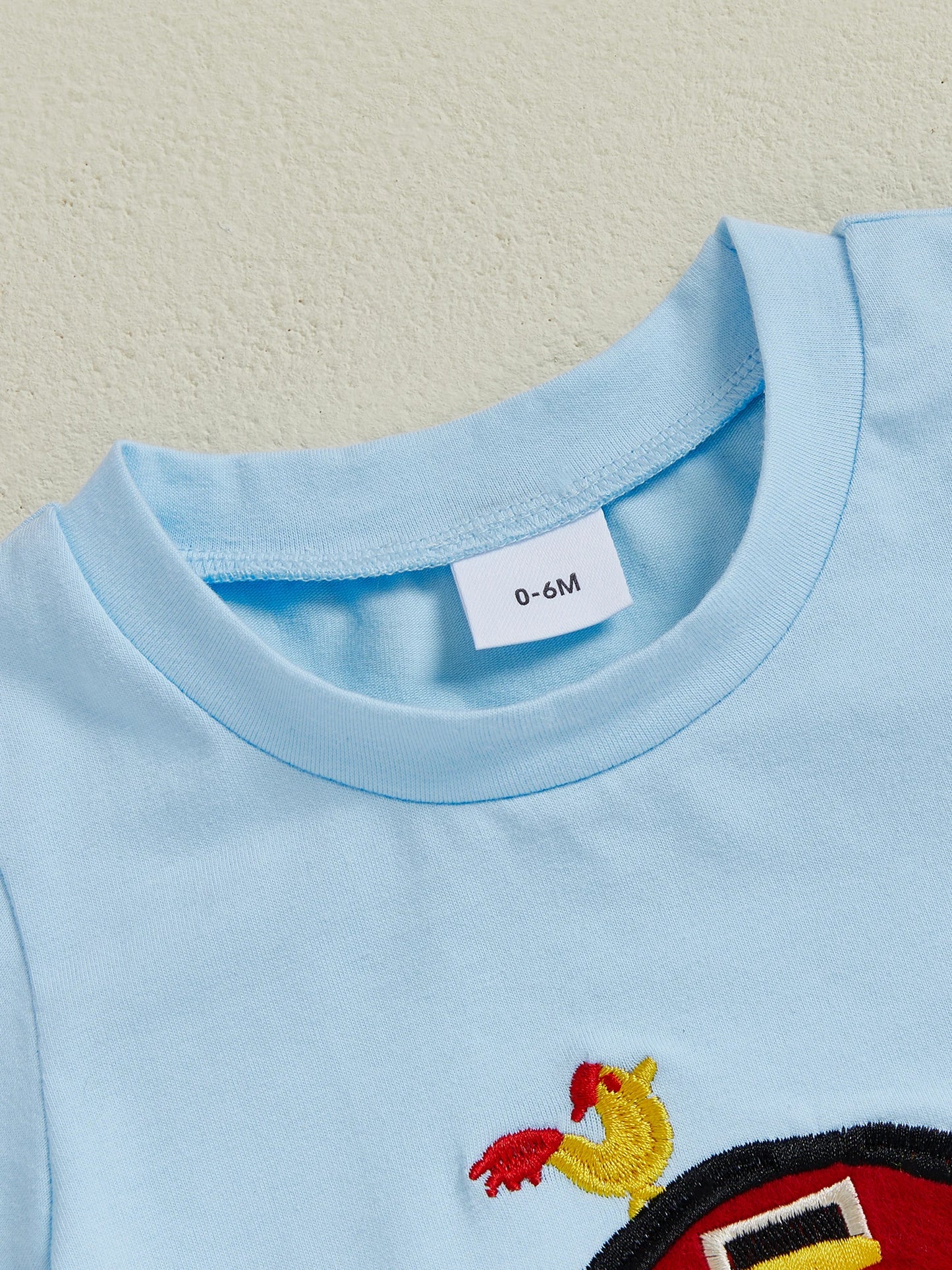 Infant Baby Boys Summer Outfit Set - Farm Animal Embroidery T-Shirt & Shorts (0-3Y)