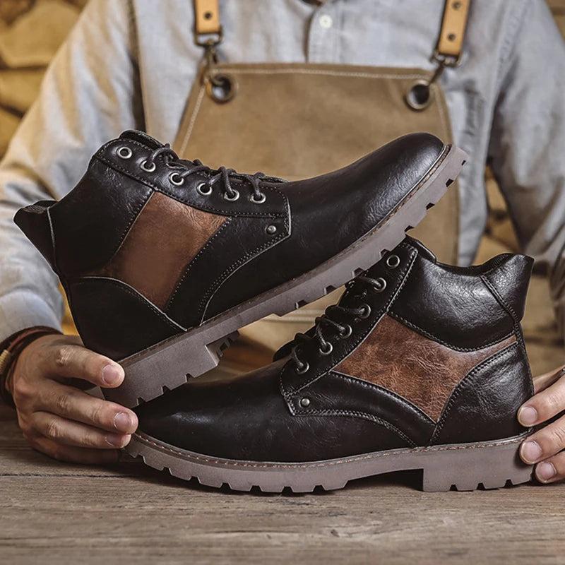 Men's Autumn Platform Boots - High-Top Lace-Up Ankle Sneakers