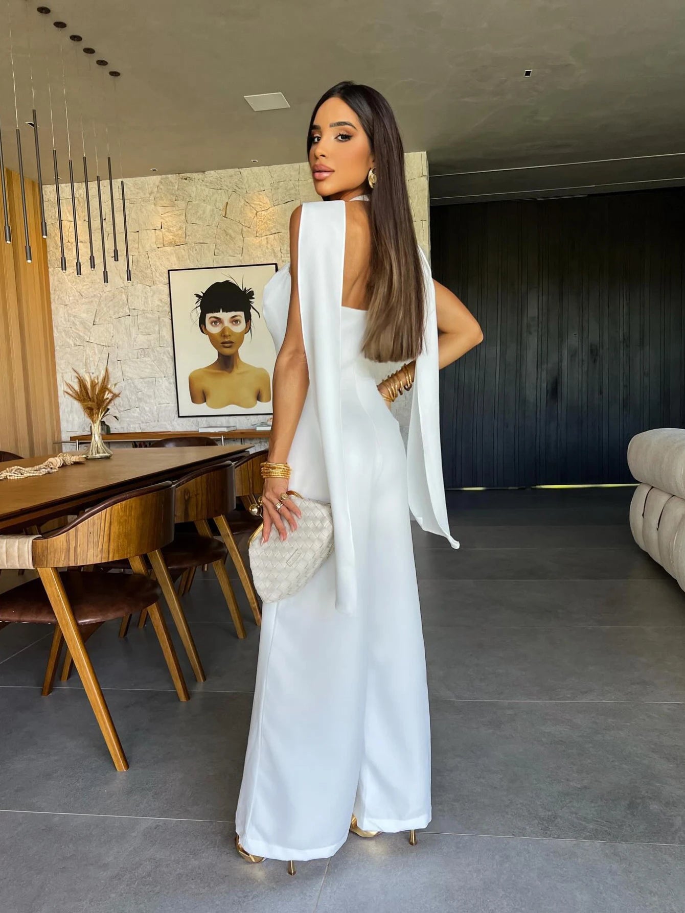 Women's One Front Sleeveless Wide Leg Jumpsuit