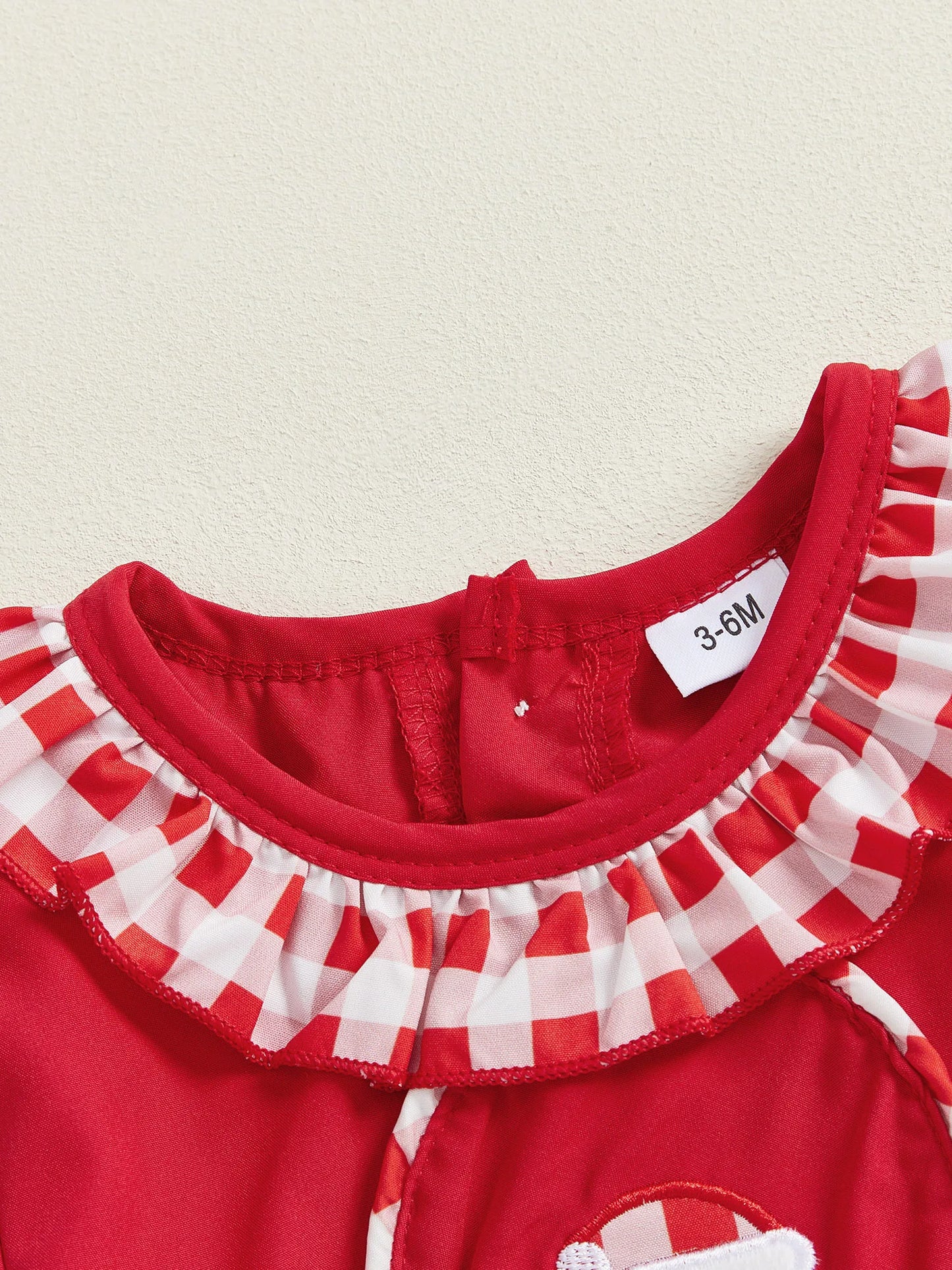 Baby Girls Christmas Santa Claus Embroidered Romper (0-18M)